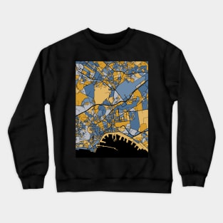 Naples Map Pattern in Blue & Gold Crewneck Sweatshirt